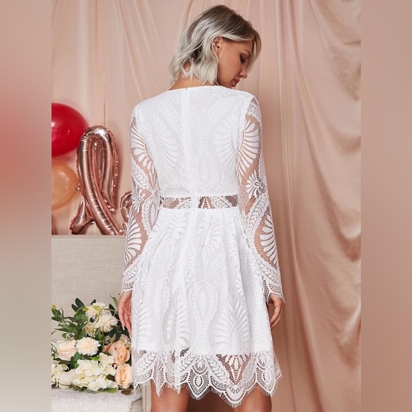 Sheer scalloped trim white dress - Picture 5 of 5